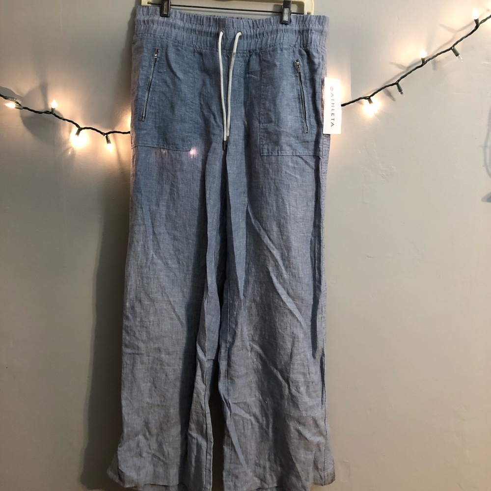 Athleta Blue Linen Pant (8)